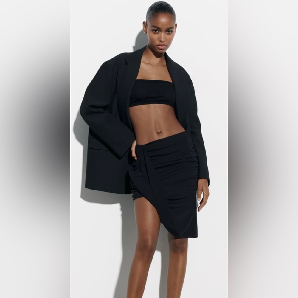 Zara Black Draped Asymmetric Skirt